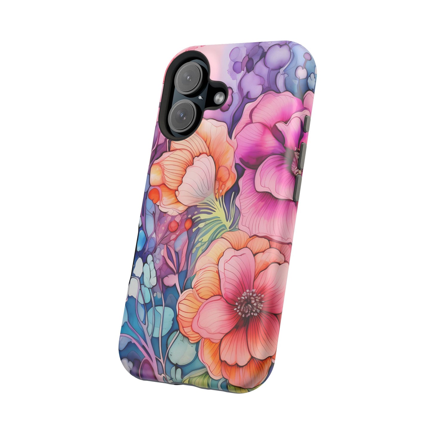 Bright Watercolor Floral Splash MagSafe iPhone Series Case – Bold Artistic Design