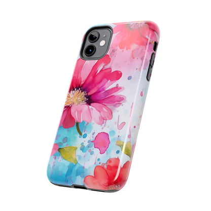 Vibrant Watercolor Red & Pink Floral - iPhone Case