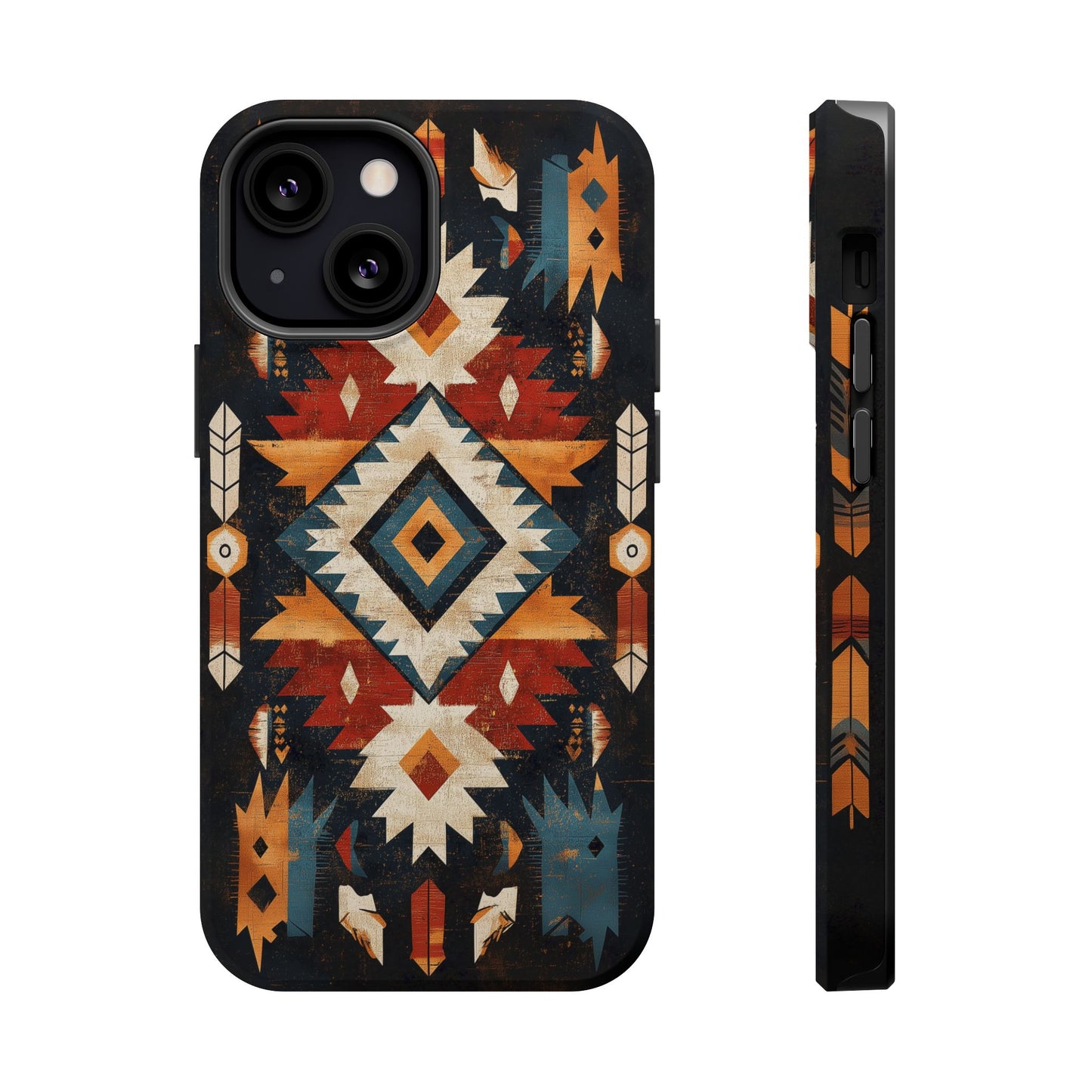 Southwestern Arrow & Diamond Tough MagSafe iPhone Case – Bold Tribal Design, Dual-Layer Protection