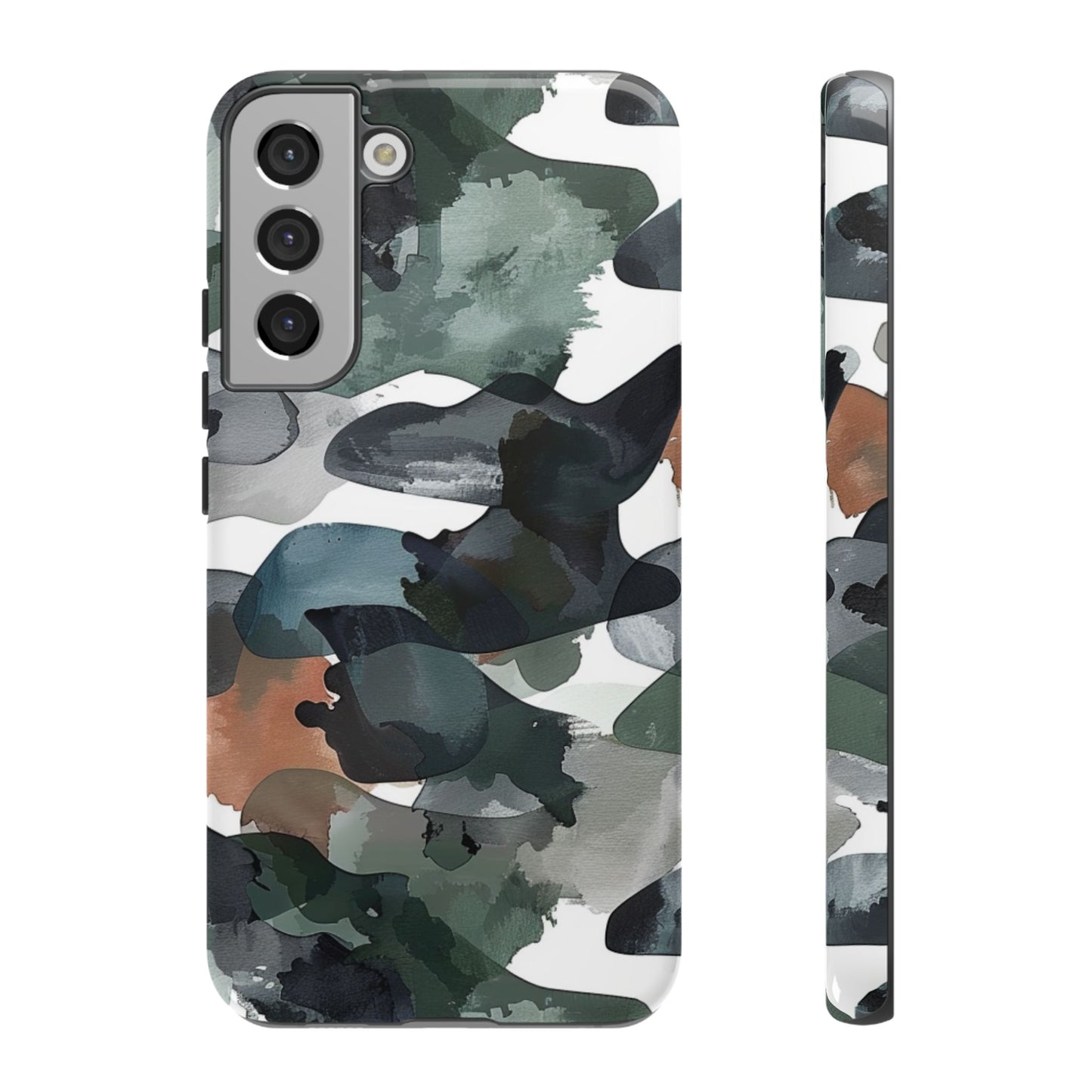 Moody Abstract Watercolor Samsung Galaxy Case – Dark Green and Brown Artistic Design