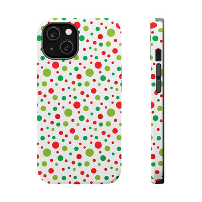 Red & Green Christmas Polka Dots – MagSafe iPhone Case