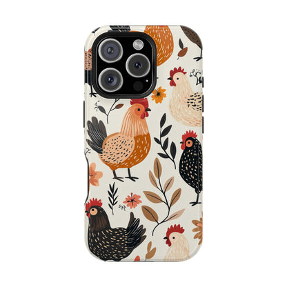 MagSafe iPhone Case: Cluckin' Vintage – Chickens & Leaves