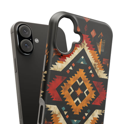 Southwestern Tribal Diamond Tough MagSafe iPhone Case – Bold Geometric Pattern, Dual-Layer Protection