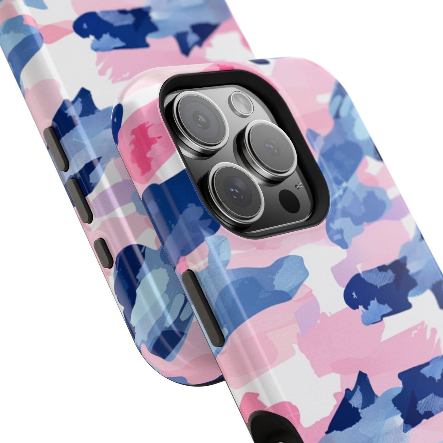 MagSafe Case: Dynamic Pink & Navy Brushstroke Art