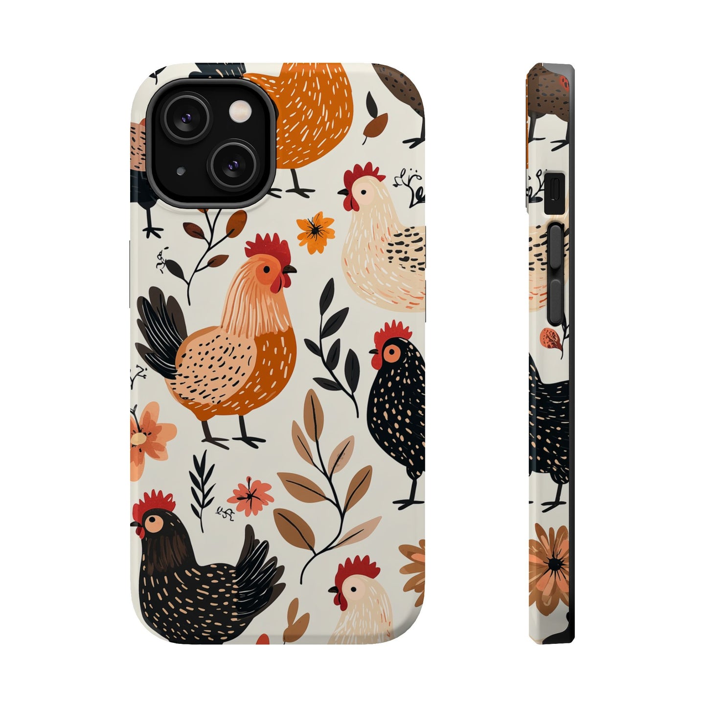 MagSafe iPhone Case: Cluckin' Vintage – Chickens & Leaves