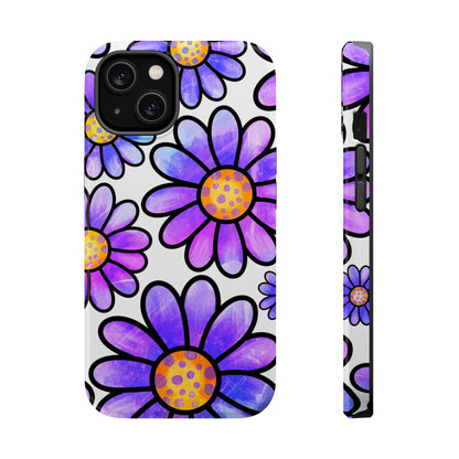 Purple Daisy Delight MagSafe iPhone Case – Slim Profile, Glossy Finish