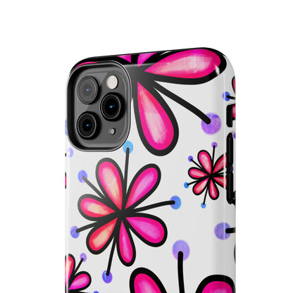 Pink Retro Bloom iPhone Case – Ultra-Slim Design, Glossy Finish