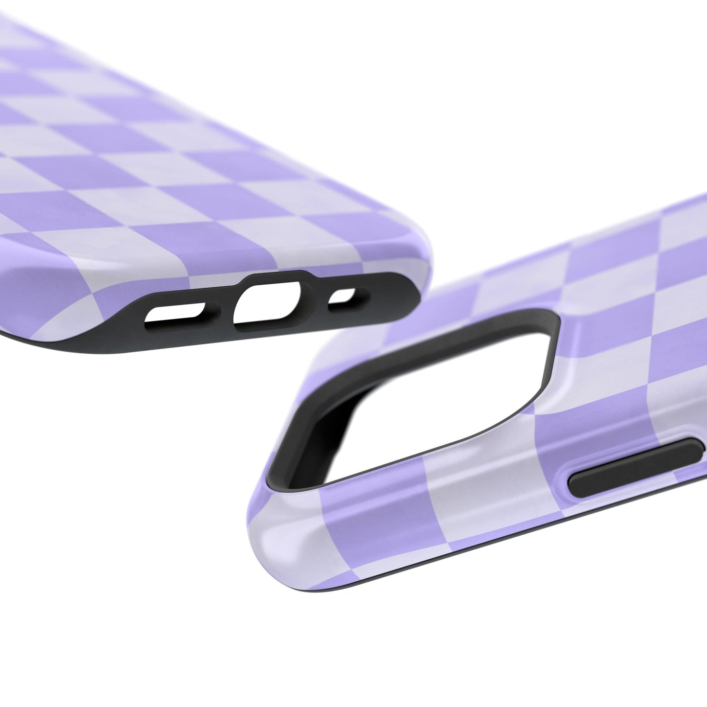 Lavender Checkerboard MagSafe iPhone Case – Shockproof, Smooth Matte Finish, Dual-Layer Design