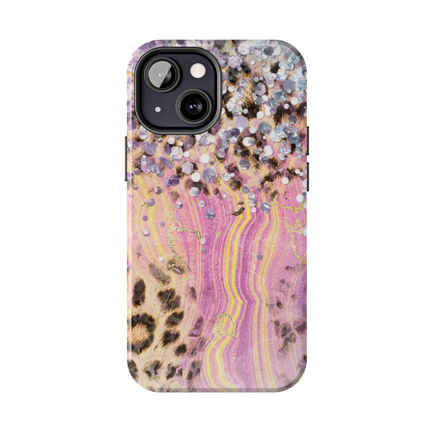 Crystal Glam Leopard - iPhone Series Case with Glitter and Gem Accents