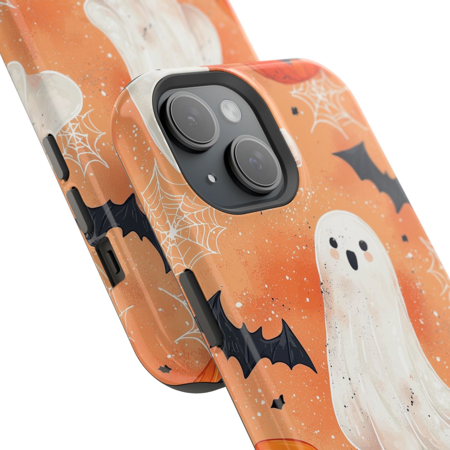 Spooky Cute Ghost MagSafe iPhone Case – Halloween Ghosts, Pumpkins, Bats & Cobwebs Design