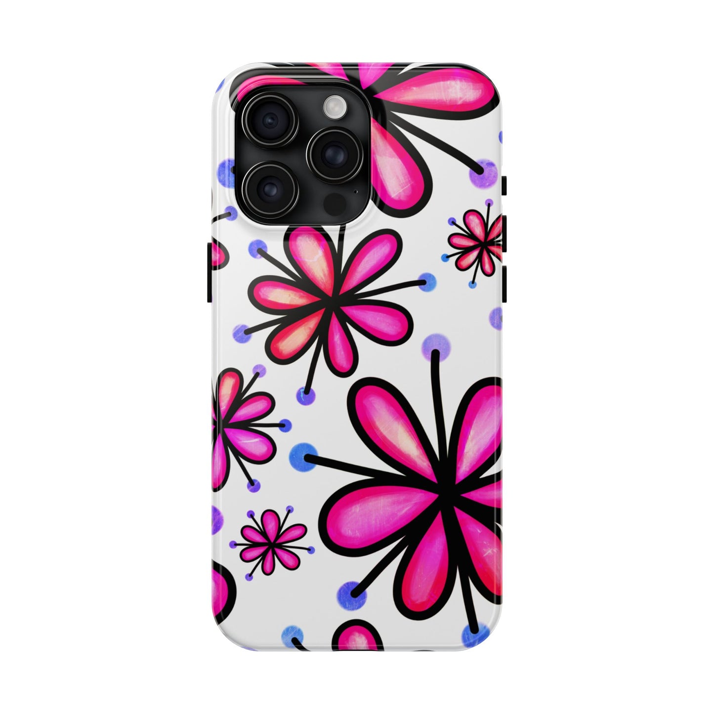 Pink Retro Bloom iPhone Case – Ultra-Slim Design, Glossy Finish