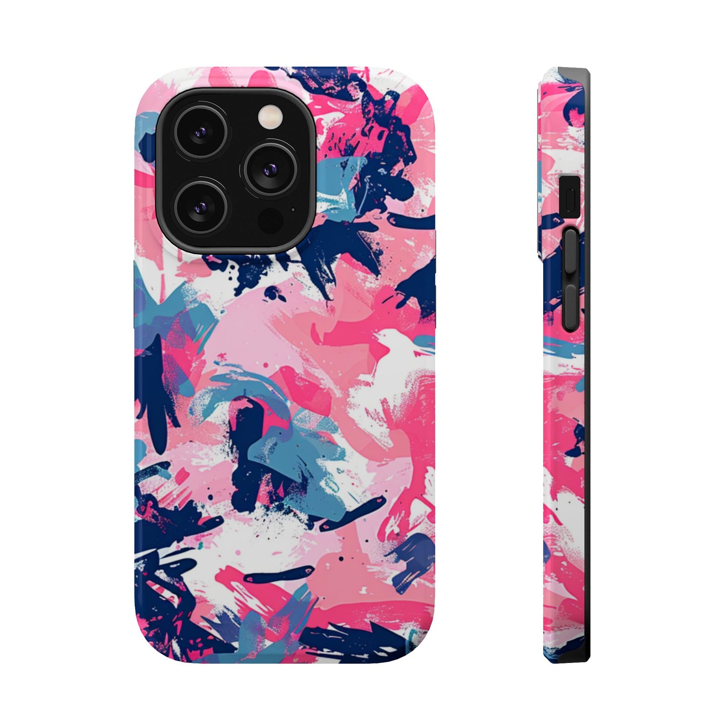 Vibrant Pink & Navy Abstract Splash – MagSafe iPhone Case