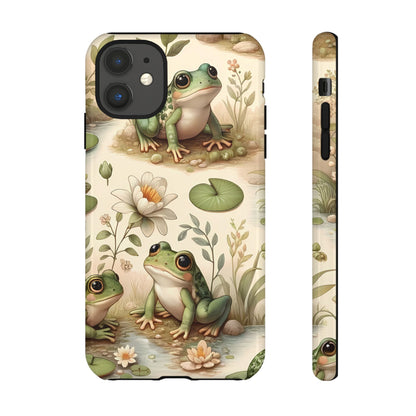 Cute Frogs Phone Case - Pond Pals Frolic - Charming Frog Lily Pad Phone Case for iPhone, Google & Samsung! Great Gift For Any Frog Lover!