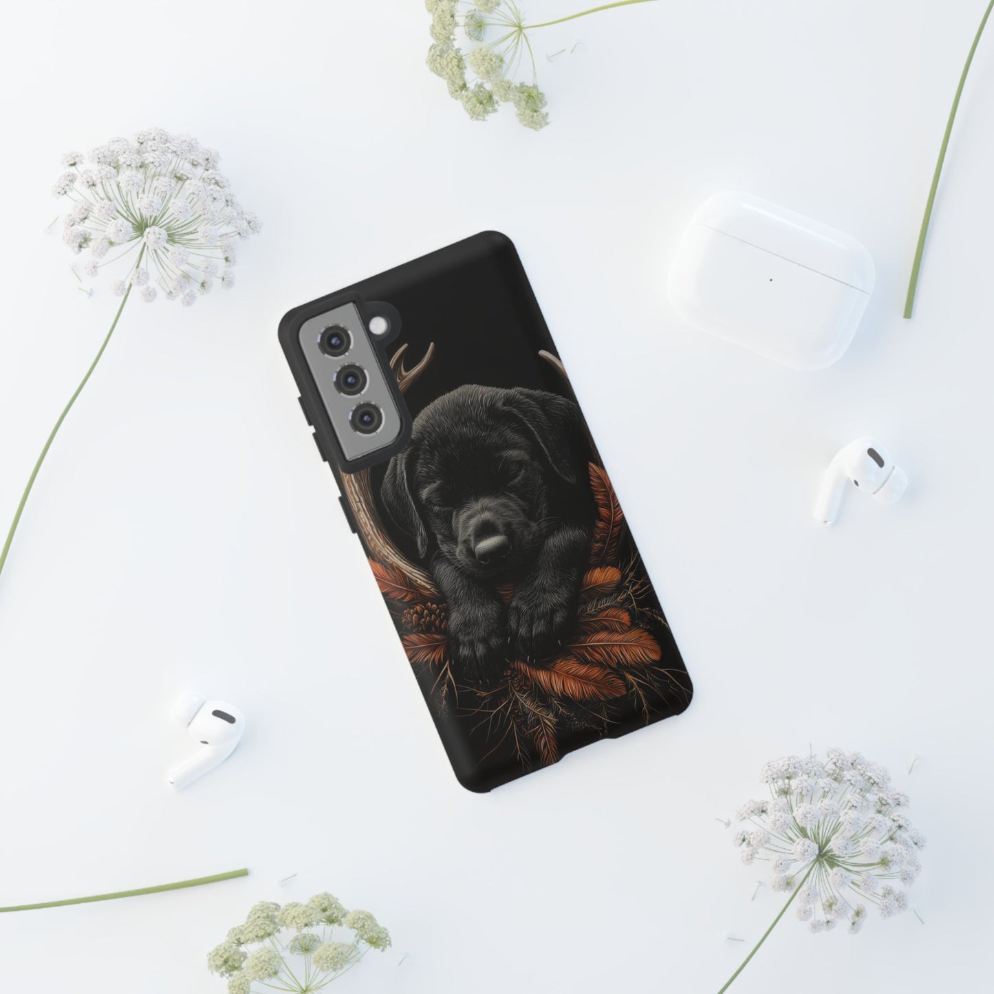 Charming Black Labrador Puppy on Feathers Samsung Galaxy Case