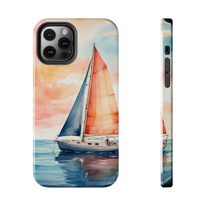 Sunset Sail iPhone Case – Watercolor Sailboat and Sky Design - BOGO Cases