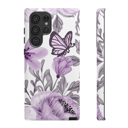 Lavender Bloom Butterfly Samsung Galaxy Case – Delicate Floral Design with Watercolor Details