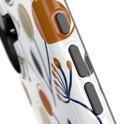 Modern Botanical Berries Tough MagSafe iPhone Case – Earthy Tones & Navy Accents, Shock-Resistant