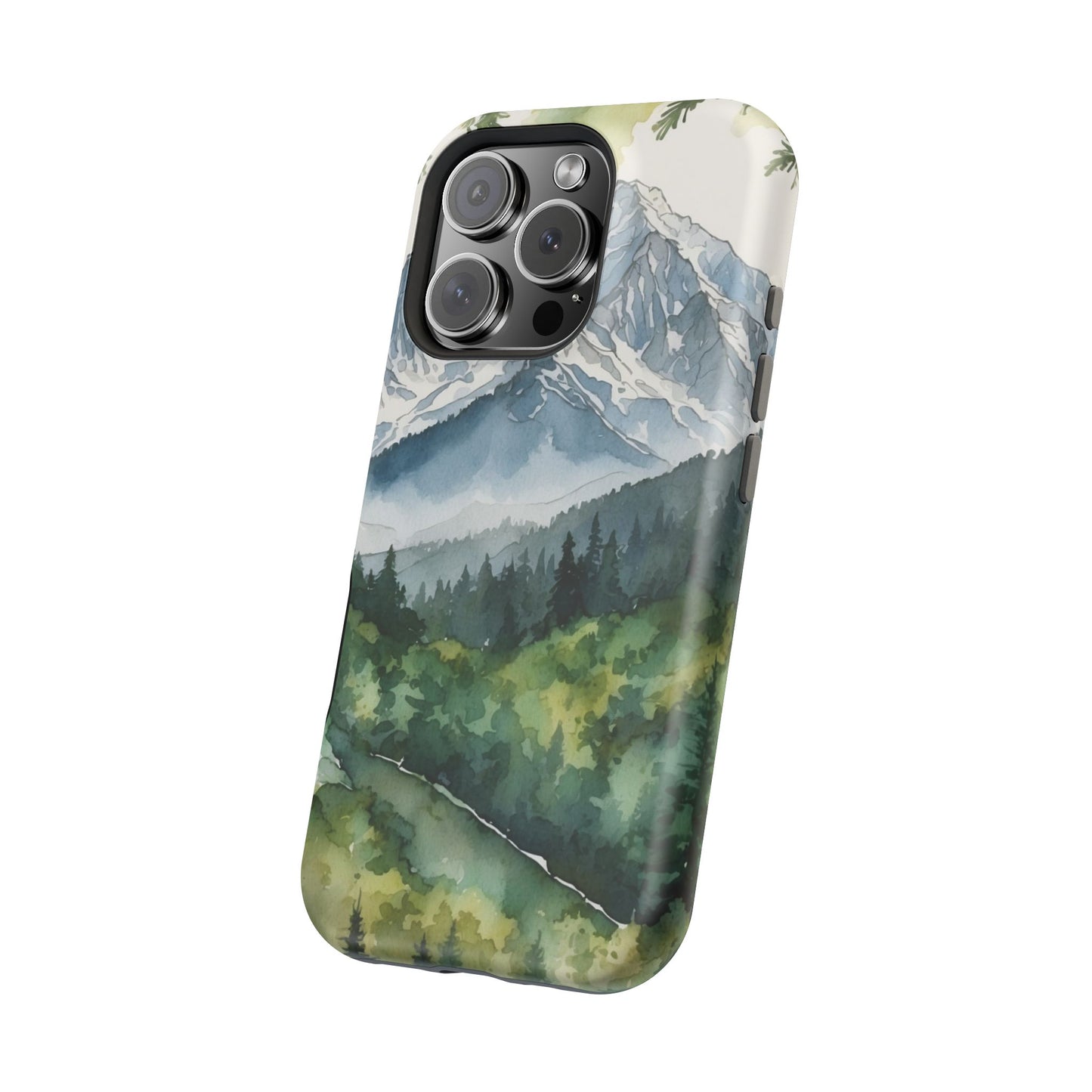 Watercolor Alpine Mountainscape - MagSafe iPhone Case