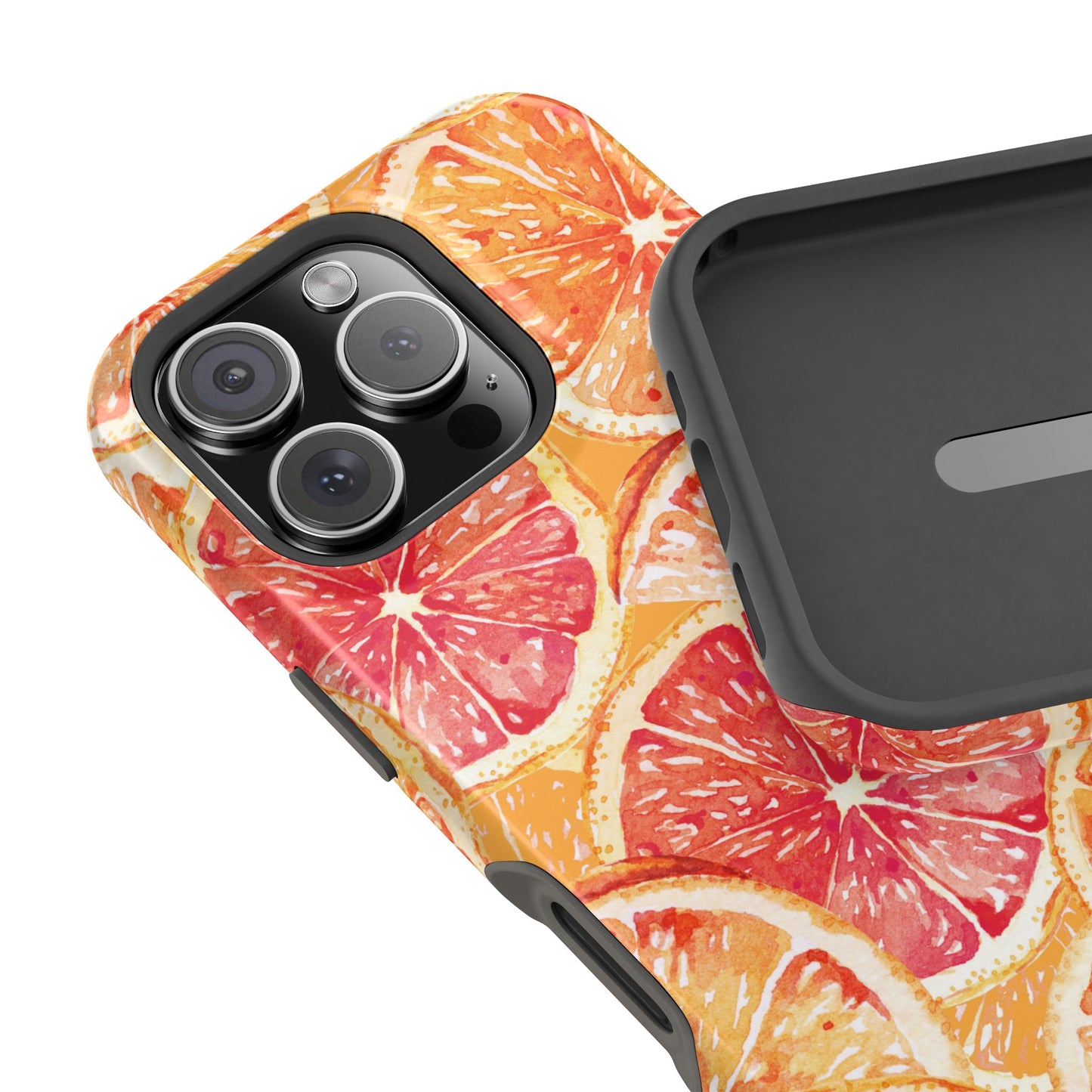 Watercolor Citrus Splash Tough MagSafe iPhone Case – Vibrant Fruit Print, Shock-Resistant Design