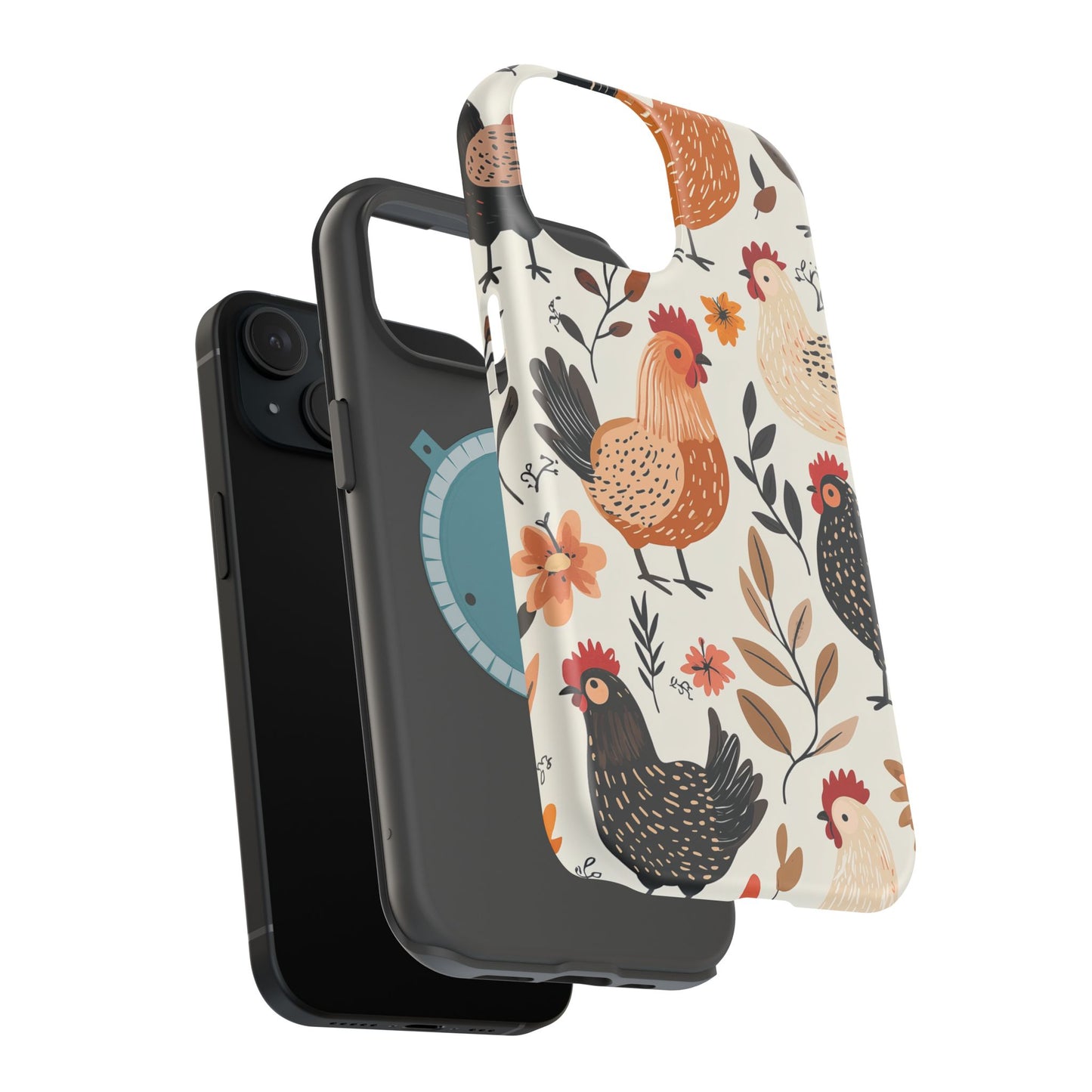 MagSafe iPhone Case: Cluckin' Vintage – Chickens & Leaves