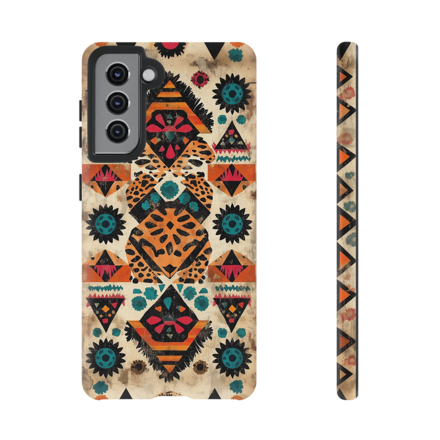 Bohemian Leopard & Tribal Floral Tough Samsung Galaxy Case – Vibrant Eclectic Design, Dual - Layer Protection - BOGO Cases