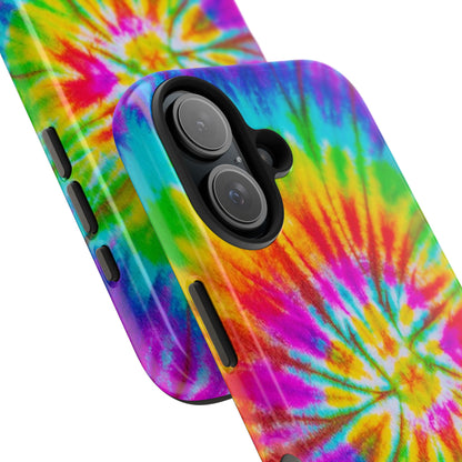 Rainbow Spiral Tie-Dye iPhone Case – Bright & Retro Design