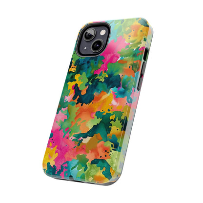 Vibrant Watercolor Splash iPhone Case – Bold Multicolor Artistic Design