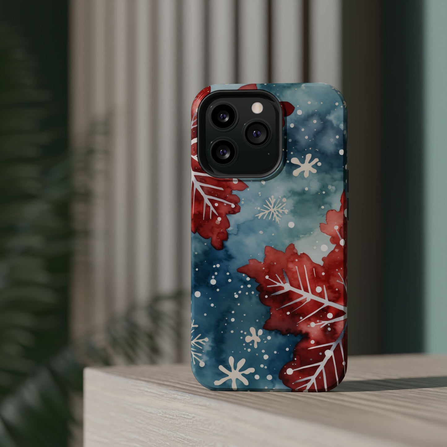 Crimson Snowflake Charm – MagSafe iPhone Case