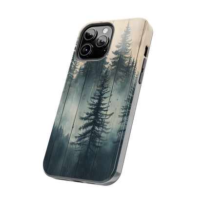 Misty Pine Forest Iphone Case - Nature-Inspired Wood Design Protective Cover