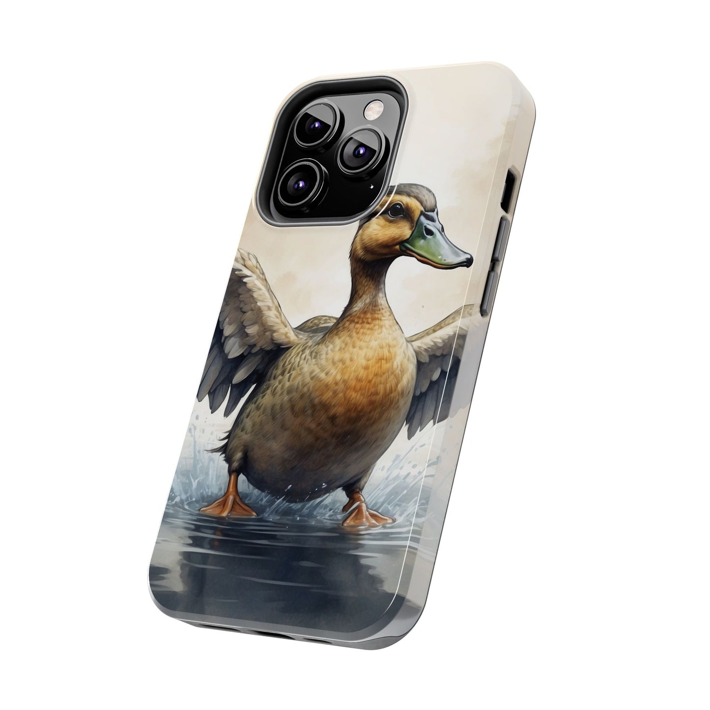 Graceful Duck in Watercolor Scene - iPhone Case