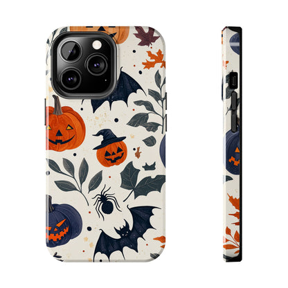 Spooky Halloween iPhone Case – Pumpkins, Bats, and Spider Design