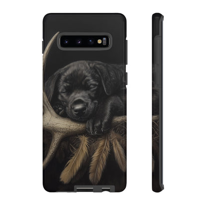 Adorable Black Labrador Puppy on Feathers Samsung Galaxy Case