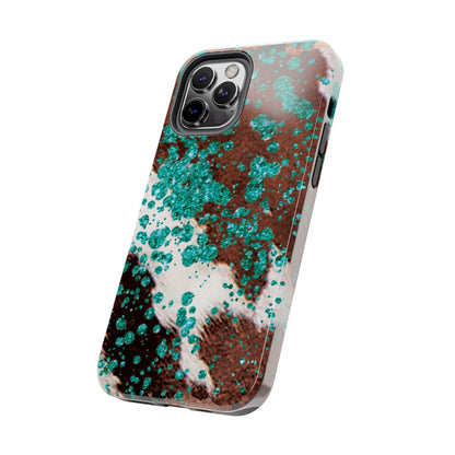 Teal Glitter Cowhide - iPhone Series Case