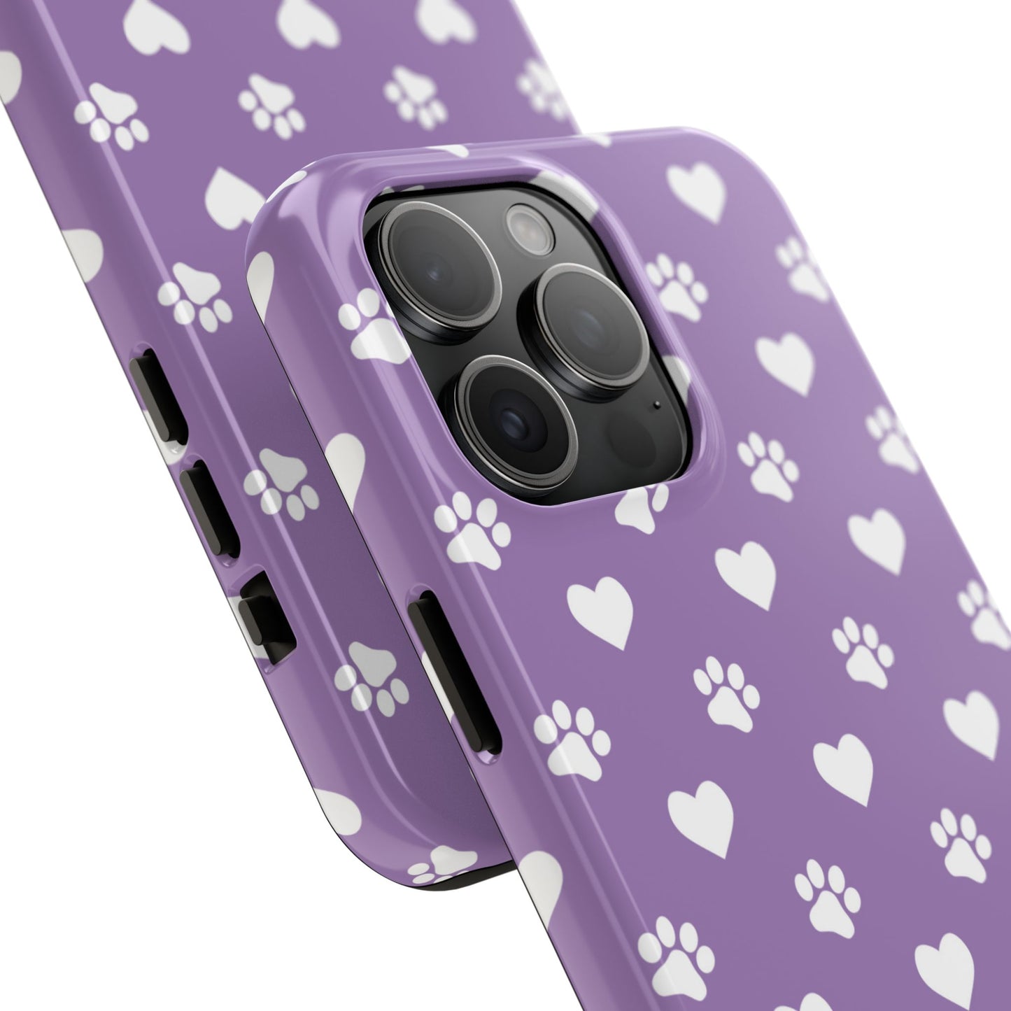 Lavender Paw Prints & Hearts Design - Adorable Pet Lover iPhone Case