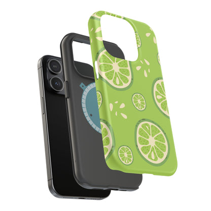 Zesty Lime Splash Tough MagSafe iPhone Case – Fresh Citrus Design, Dual-Layer Protection