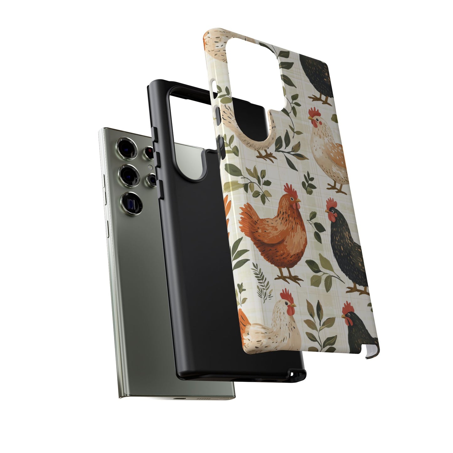 Samsung Galaxy Case: Vintage Chicken Farmhouse Case – Rustic Leaves Design