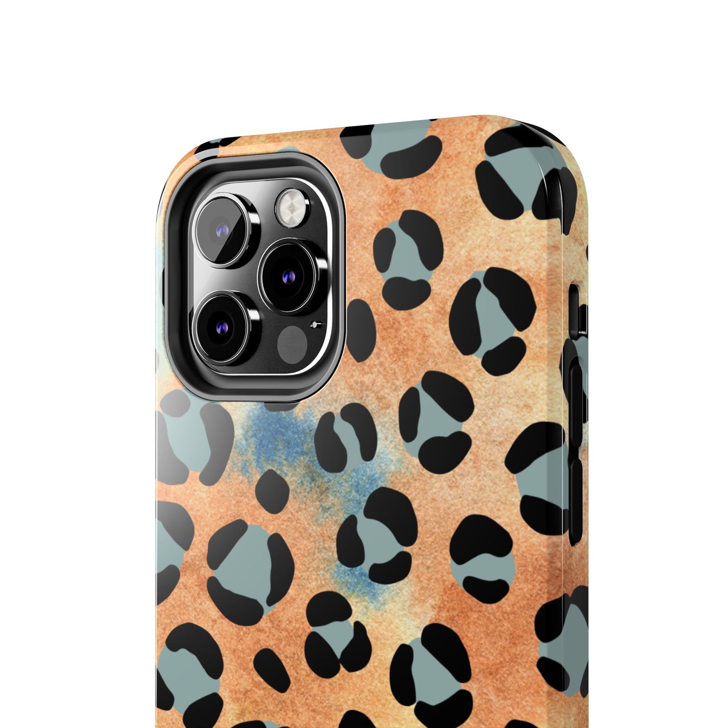 Sunset Watercolor Leopard Print Tough iPhone Case – Artistic Animal Pattern with Dual-Layer Protection