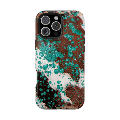 Teal Glitter Cowhide - MagSafe iPhone Series Case