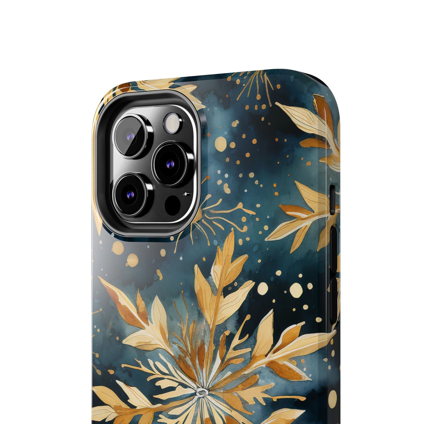 Gold Floral Snowflakes on Midnight Blue - iPhone Series Case