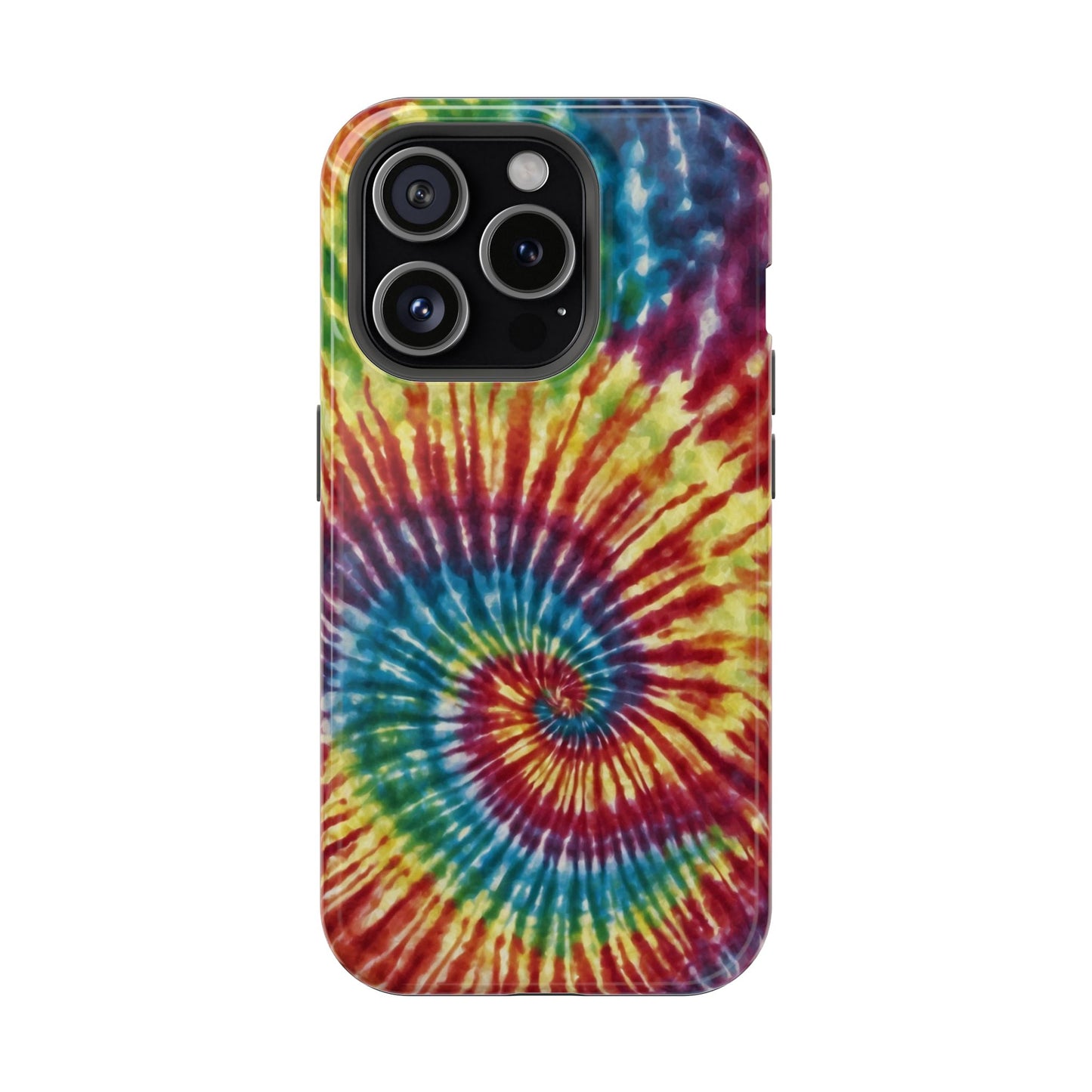 Vibrant Spiral Tie-Dye MagSafe Case – Retro Rainbow Design