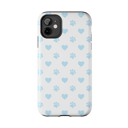 Light Blue Paw Prints & Hearts – iPhone Case for Animal Lovers