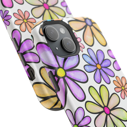 Pastel Daisy Dream MagSafe iPhone Case – Slim Profile, Glossy Finish