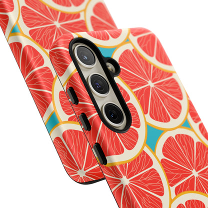 Ruby Grapefruit Pop Tough Samsung Galaxy Case – Vibrant Citrus Design, Shock - Resistant Protection - BOGO Cases