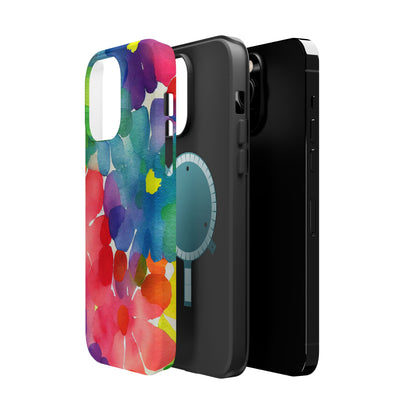 Rainbow Bloom Watercolor MagSafe iPhone Case – Slim Design, Glossy Finish