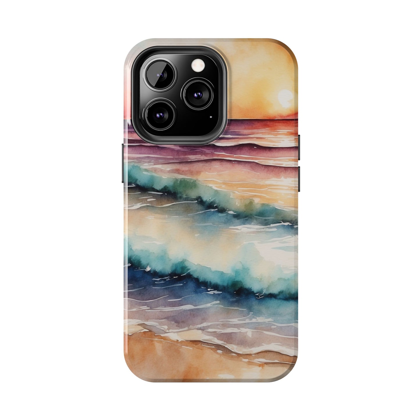 Sunset Waves iPhone Case – Vibrant Watercolor Design