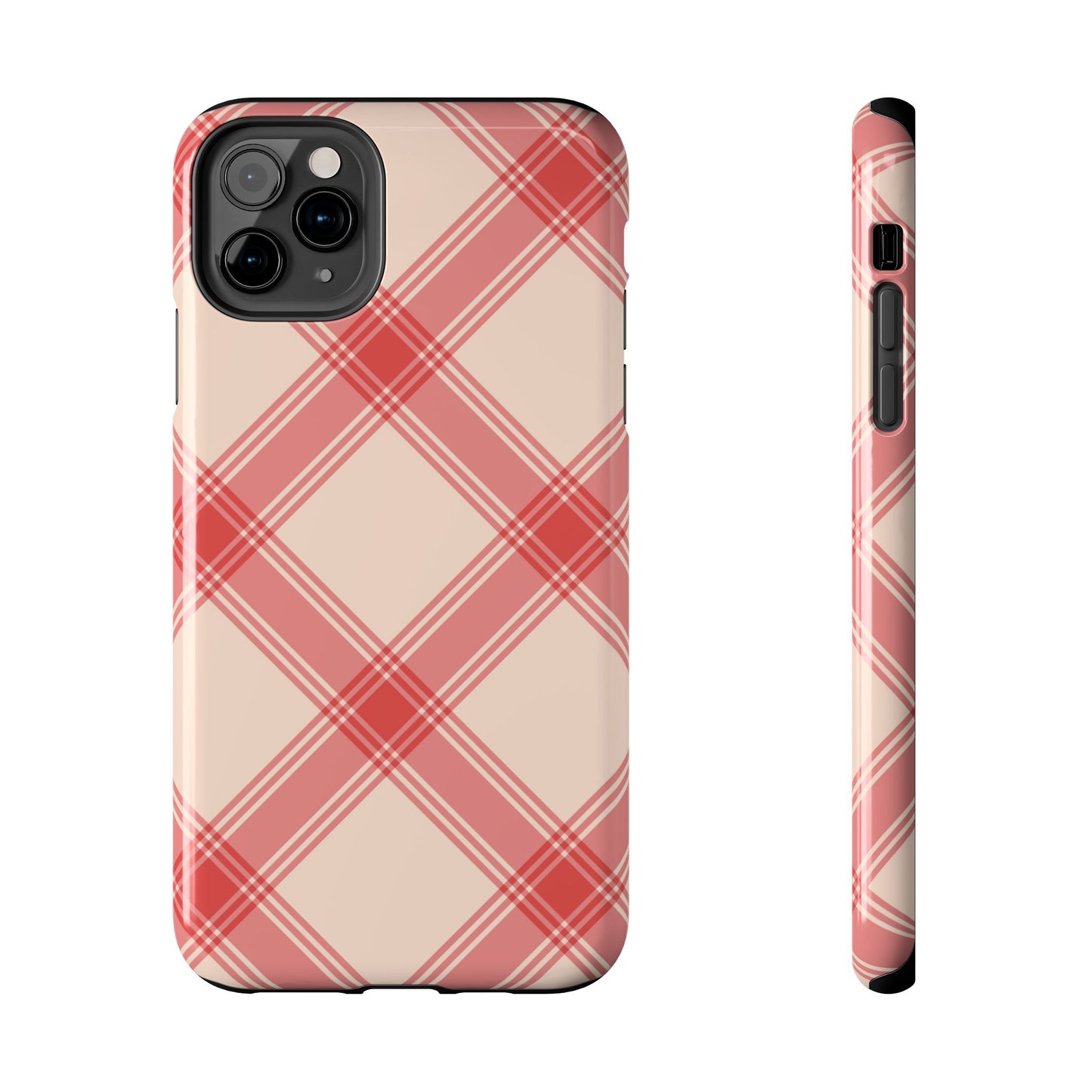 Soft Peachy Red Plaid iPhone Case