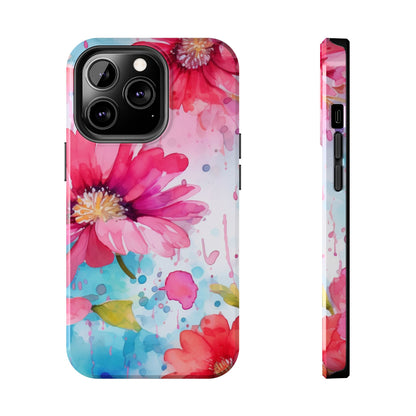 Vibrant Watercolor Red & Pink Floral - iPhone Case