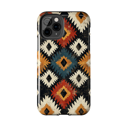 Rustic Tribal Sunburst Tough iPhone Case – Vibrant Geometric Design, Dual - Layer Protection - BOGO Cases