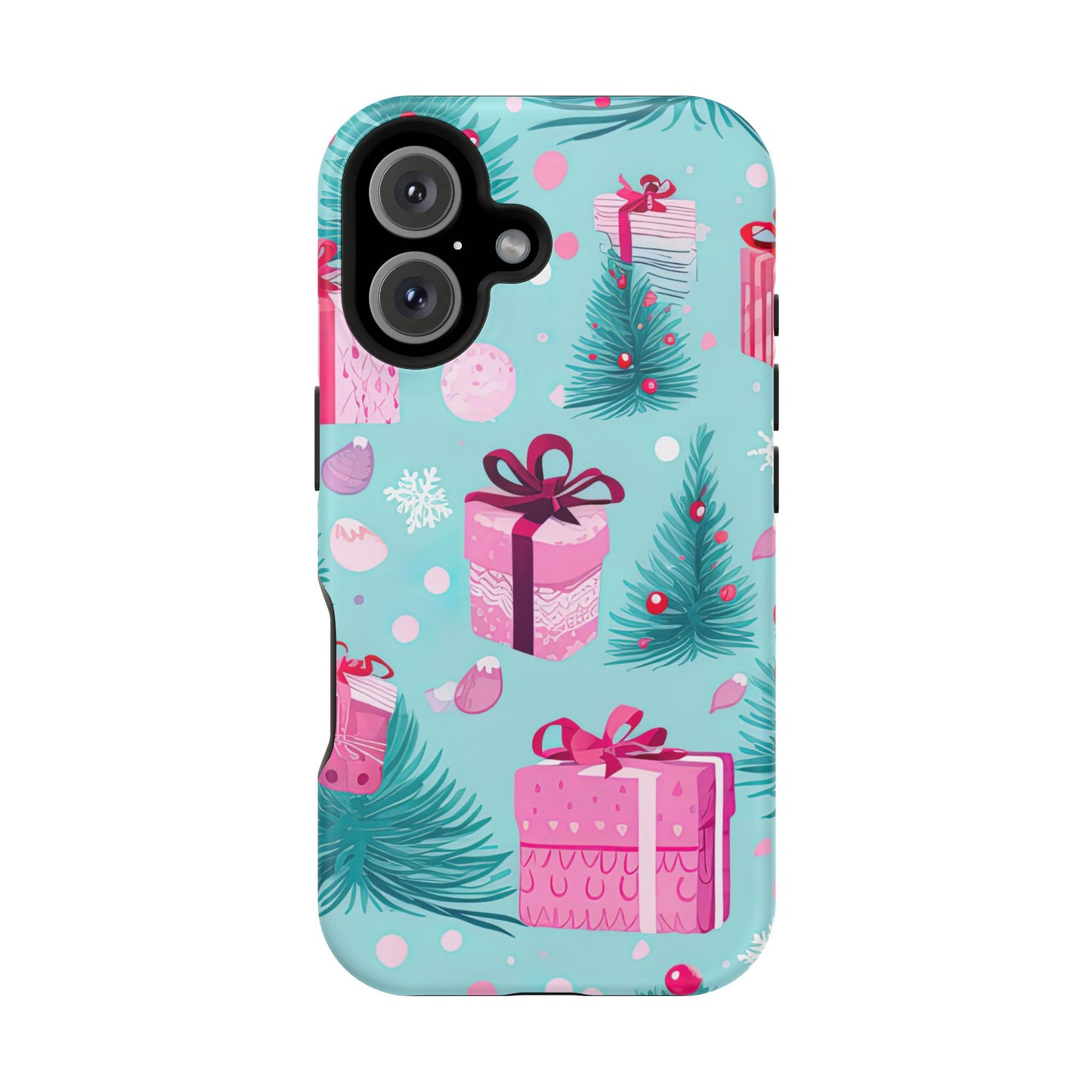 Festive Pink Christmas Gifts and Evergreen MagSafe iPhone Case – Holiday Theme, Protective Cover