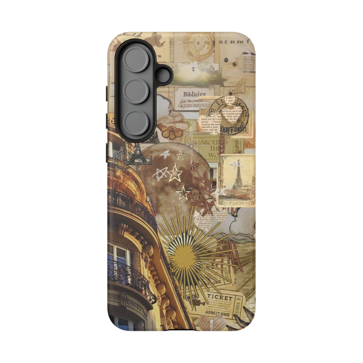 Parisian Dream Collage Samsung Galaxy Case – Dual-Layer Protection with Vintage French Aesthetic